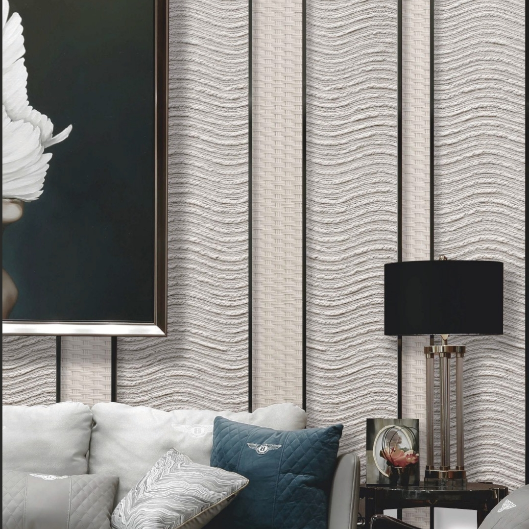 Close-up of Ittimi Rope Wave clay panel with a textured wave design, ideal for wall and ceiling installations.