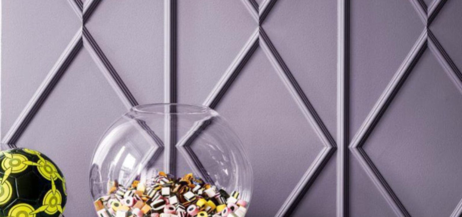 Purple geometric design WPC wall moulding, ideal for adding modern elegance to any interior space.