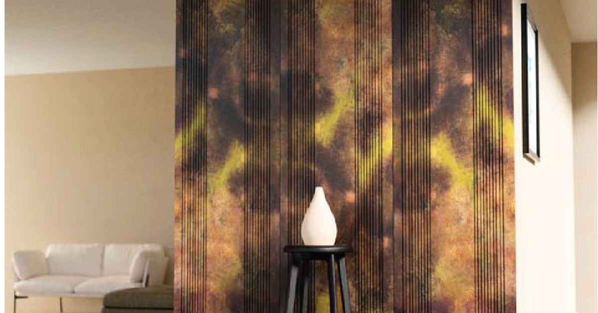 Stylish arch artistic panel with abstract patterns in a modern living space with ambient lighting.