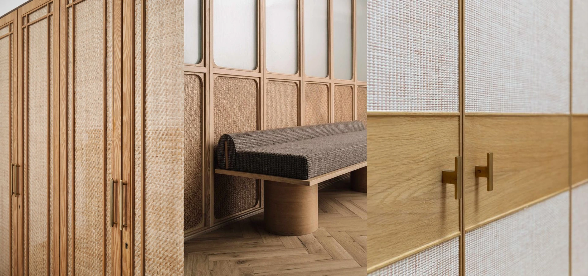 Detailed shot of rattan cane material, showcasing its natural, woven texture ideal for interior design and furniture.