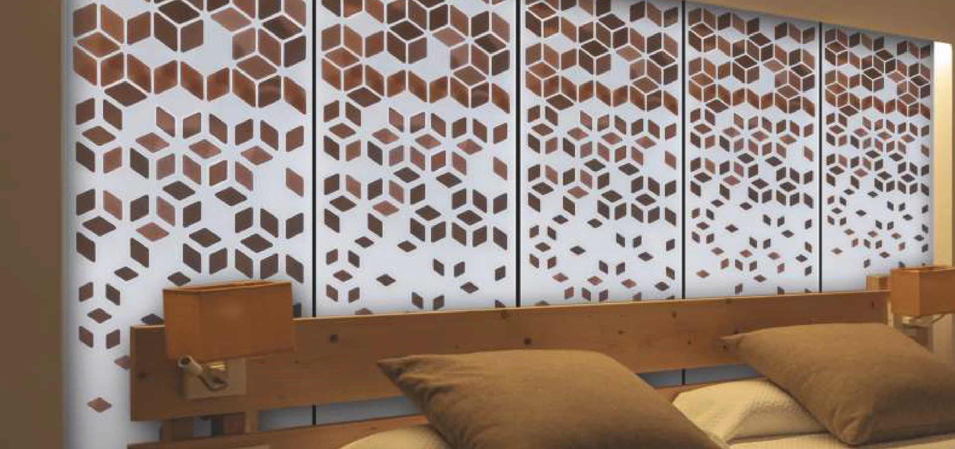 Brown Colour colored charcoal wall panel 8x2 featuring a modern hexagonal cut-out design, perfect for stylish and contemporary interiors.