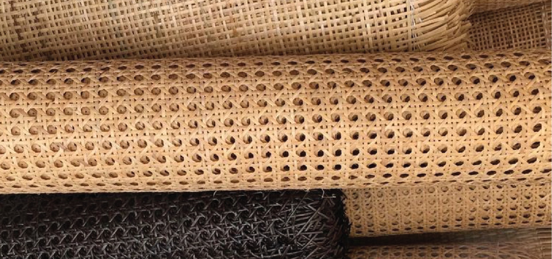 Natural rattan cane material with a woven design, suitable for creating stylish furniture and decor.